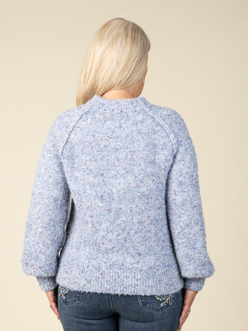 Long Sleeve Boucle Yarn Crew Neck Sweater Image 4