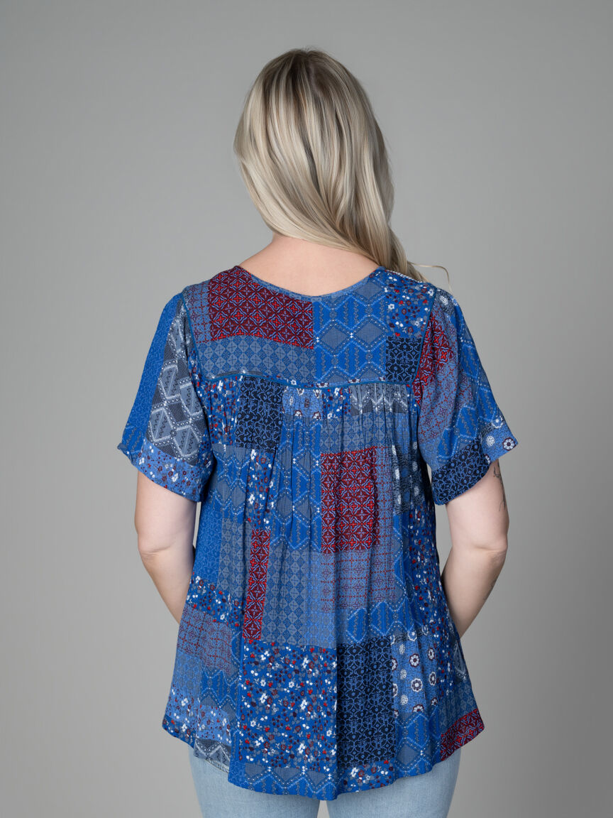 Patchwork Top With Tassel Ties
