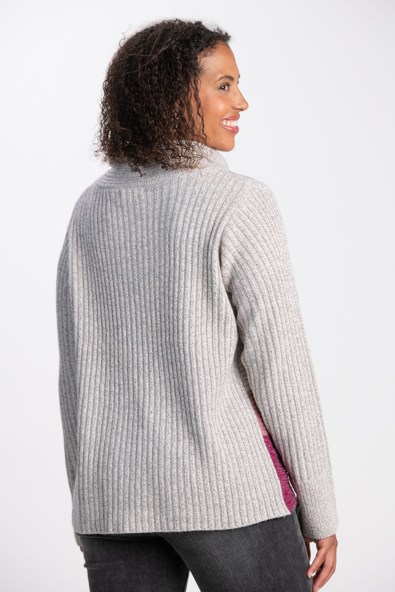 Striped Hem Cowl Neck Sweater Image 4