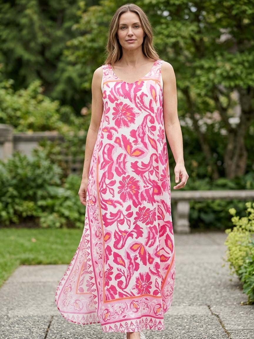 Sleeveless Sheer Overlay Midi Dress