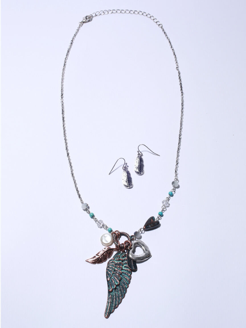 Necklace and Earring Set Short Wing Charms  Image 1