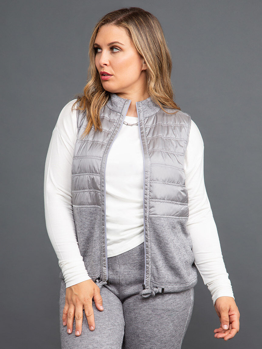 Knit Vest w/ Quilted Chest & Lurex Trim Image 2