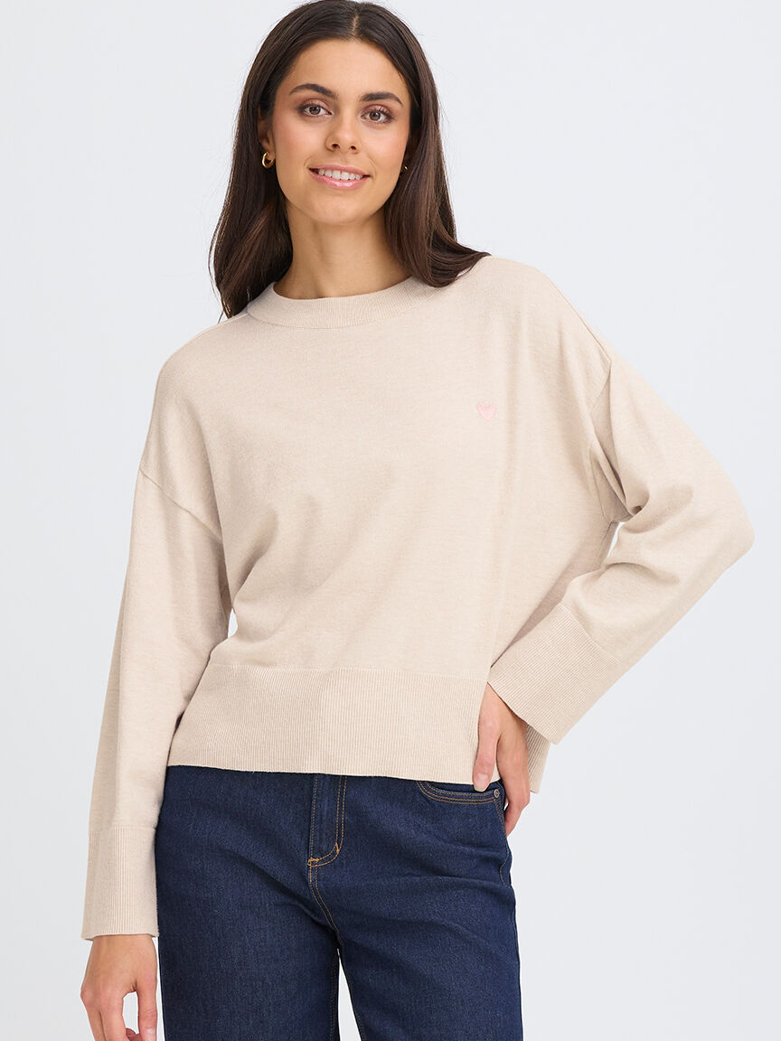 Long Sleeve Sweater With Small Heart