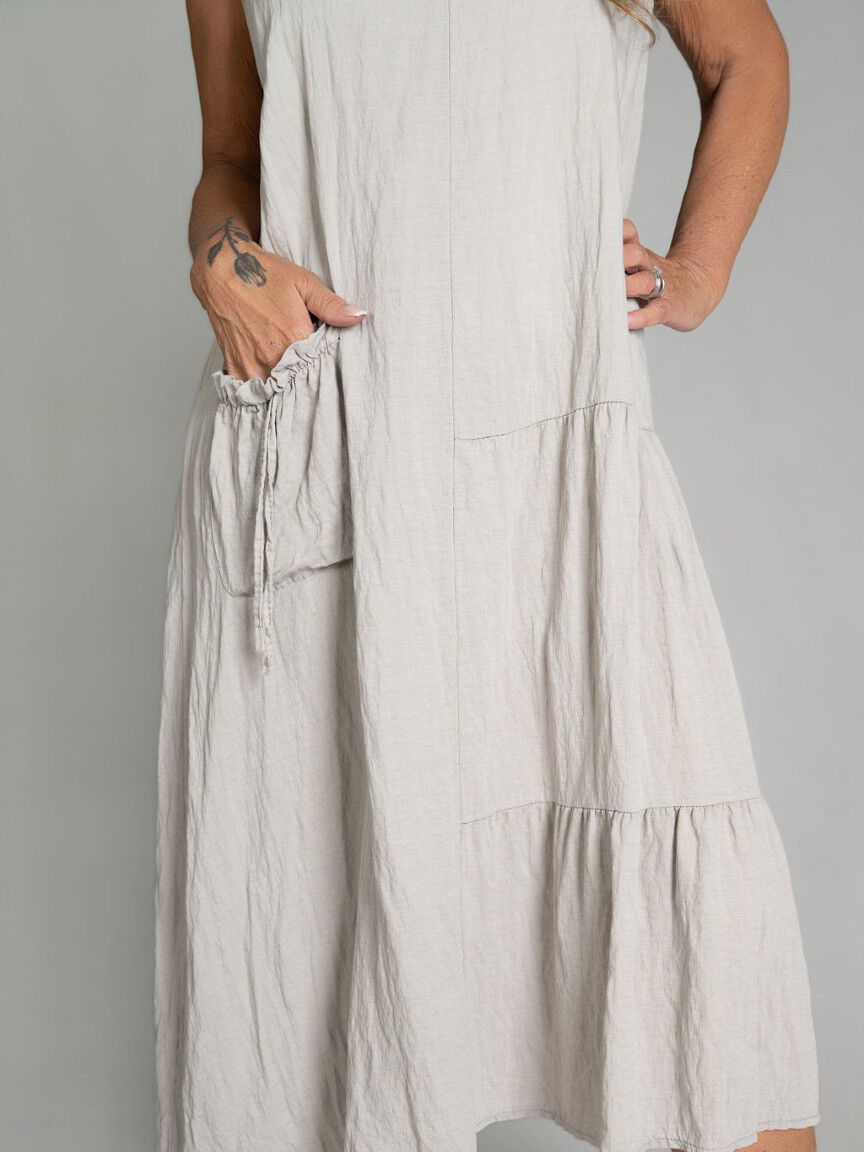 Sleeveless Midi Dress With Pocket Image 3