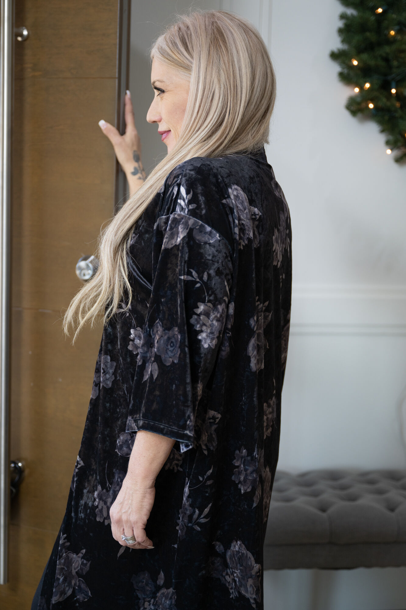 Velour Floral Kimono Image 2