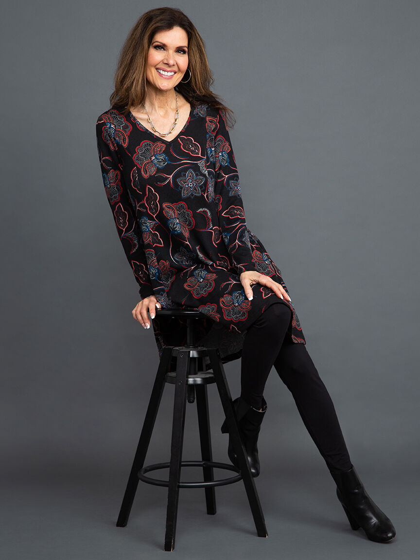 Long Sleeve A-Line Floral Dress Image 5