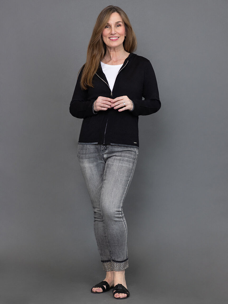 Long Sleeve Zip-Up Hooded Cardigan 