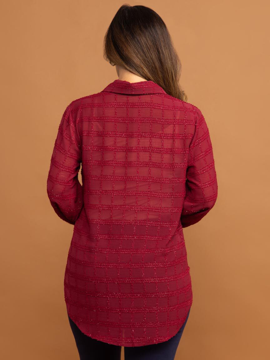 Button Up Shimmer Blouse Image 4