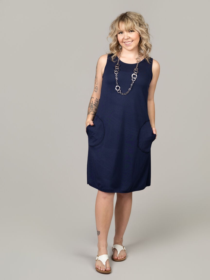 Reversible Sleeveless A-Line Dress with Pockets