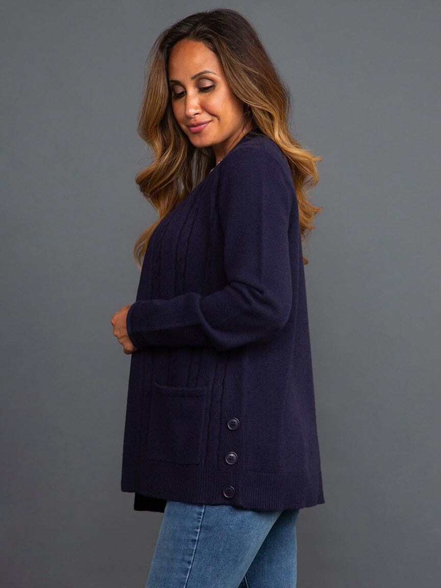 Open Front Cable Knit Cardigan Image 3