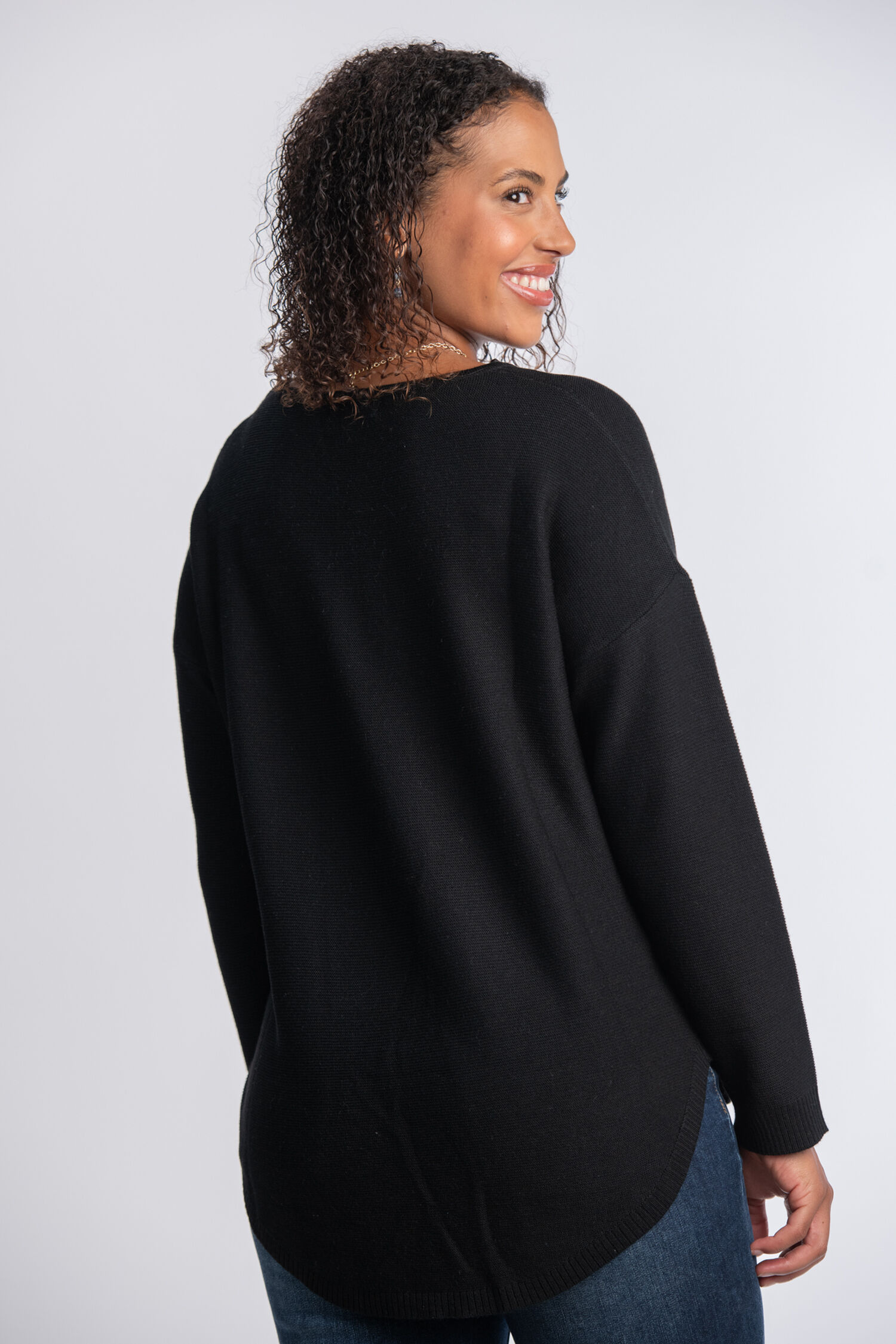 Long Sleeve Dropped Shoulder Knit Sweater  Image 2