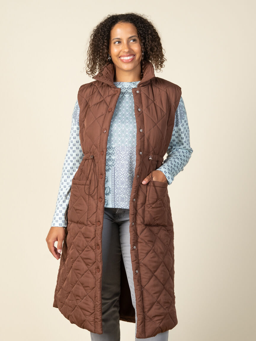 Long Diamond Quilted Vest