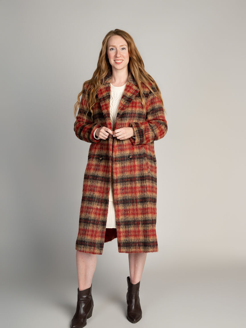 Plaid Double Breasted Coat