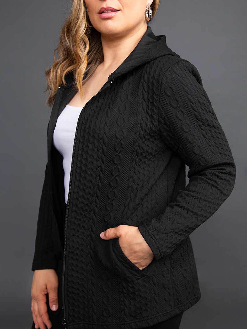 Cable Knit Zip-Up Hoodie Image 6