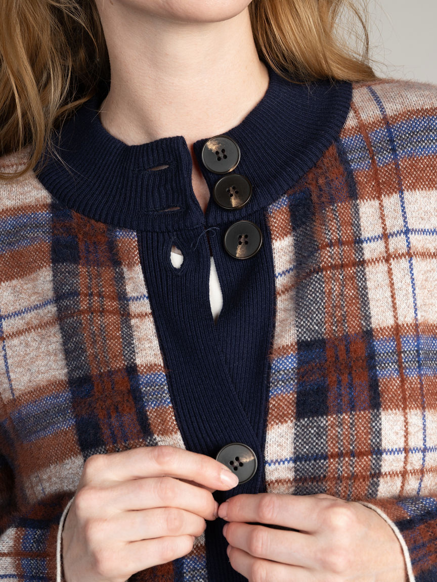 Soft Mock Neck Button Front Cardigan 