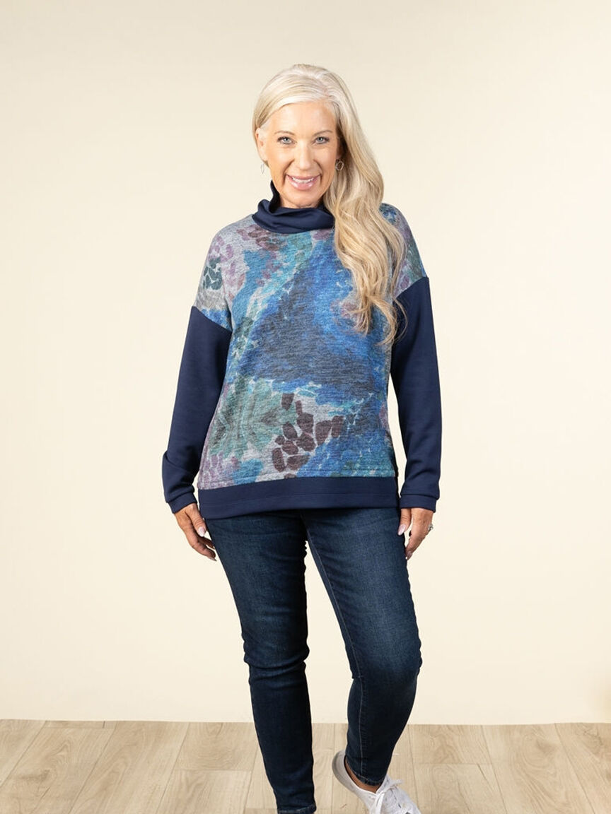 Long Sleeve Top With Cowl Neck