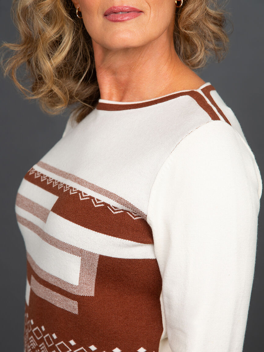 Jacquard Knit Crew Neck Top Image 5