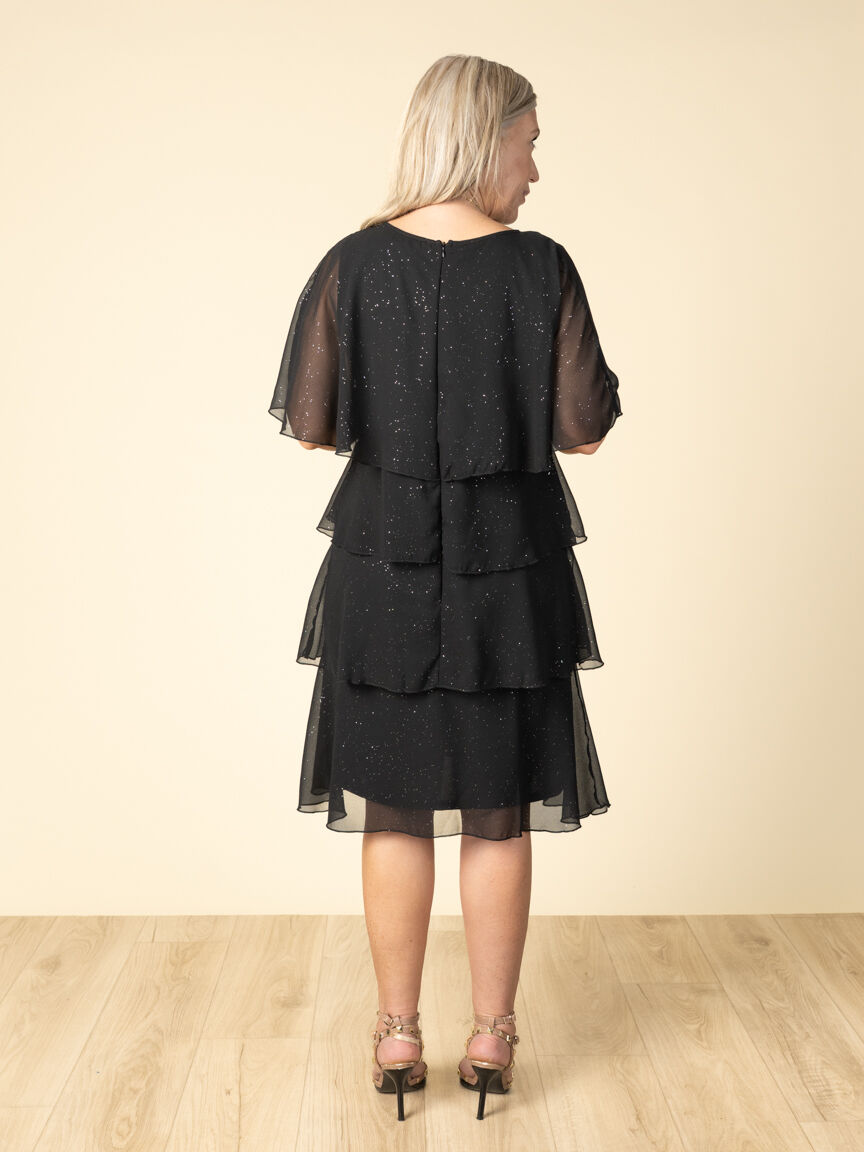 Knee Length Tiered Short Sleeve Dress