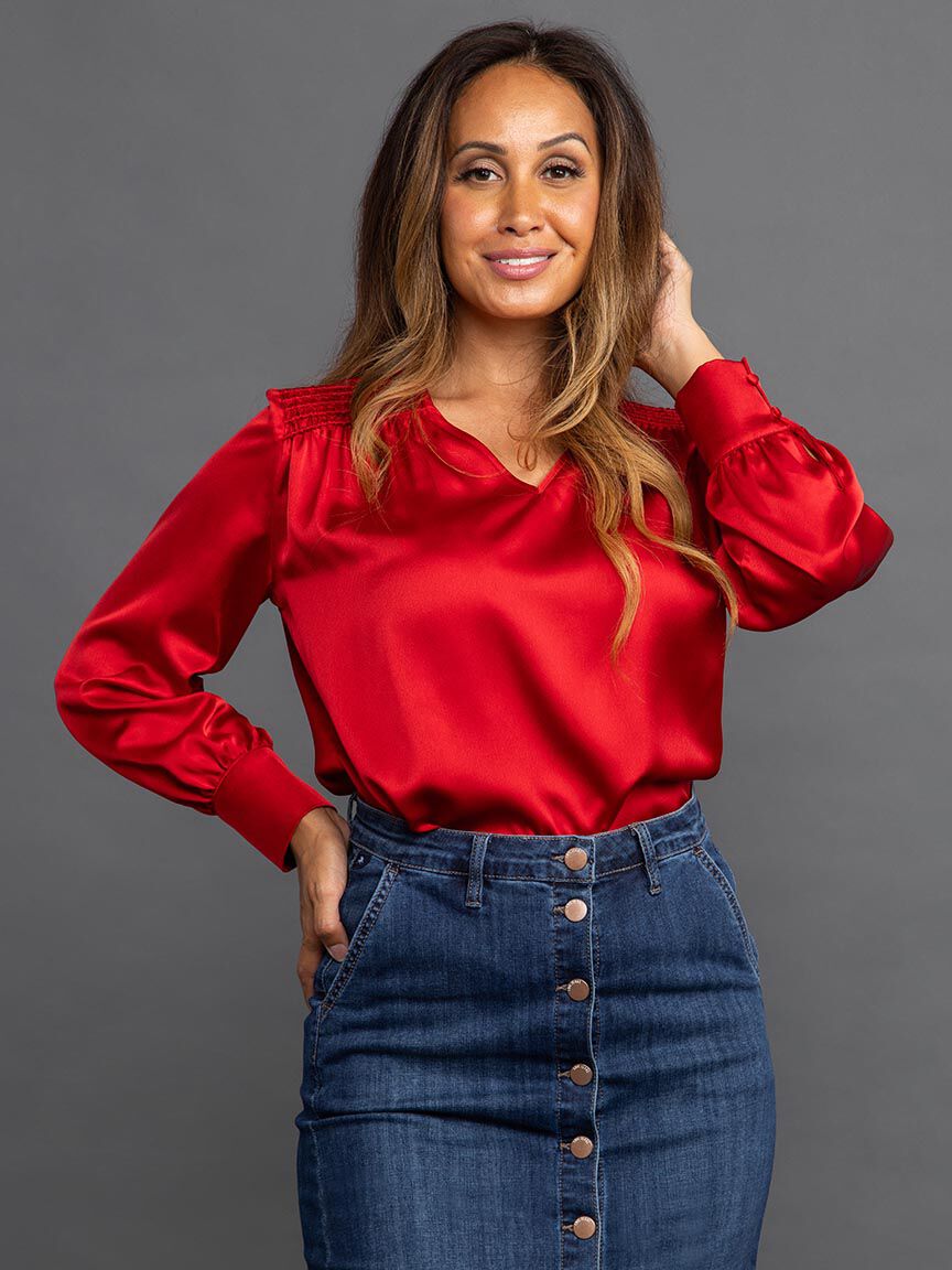 Long Sleeve Satin Top Image 6