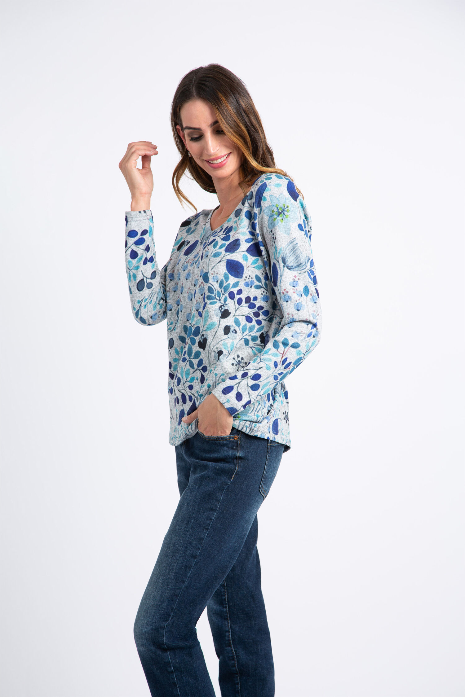 Long Sleeve Floral Jersey-Knit Top  Image 2