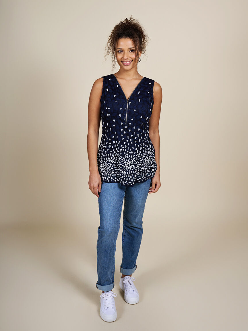 Sleeveless Zipper Front Raindrop Top  Image 1