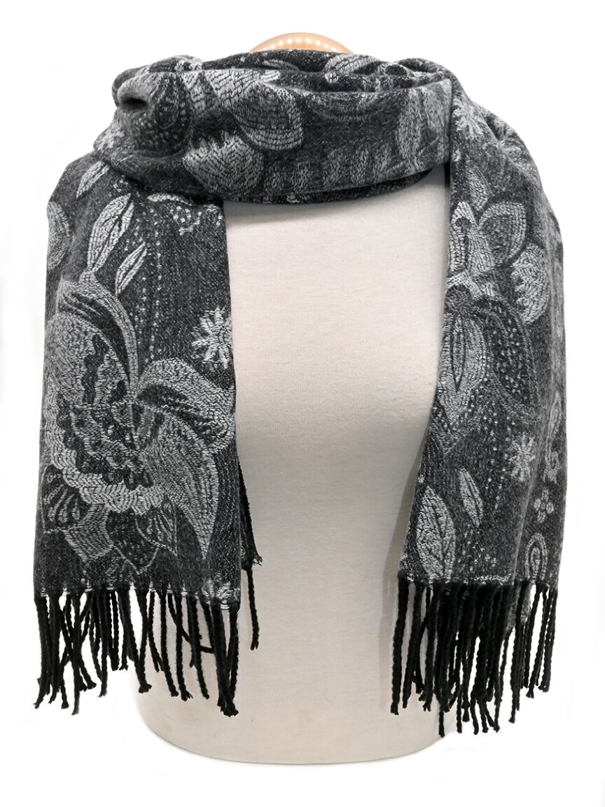 Abstract floral Print Scarf With Tassels