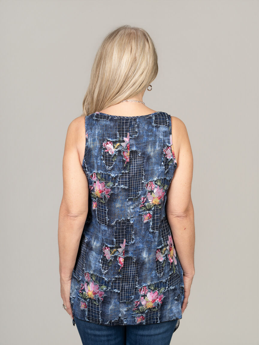 Sleeveless Shark Bite Hem Top