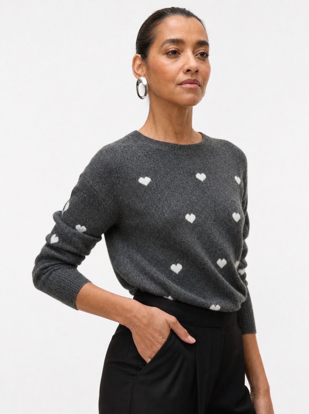 Lightweight Heart Print Sweater