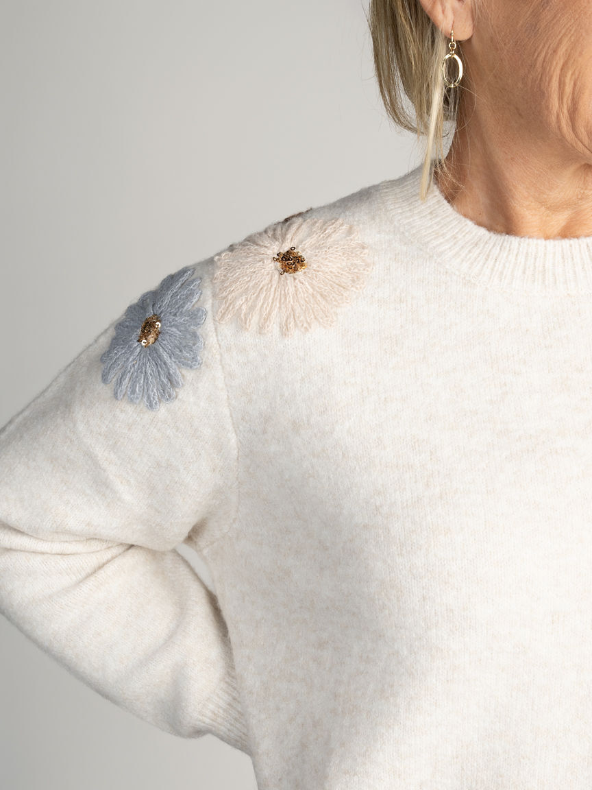 Floral Embroidered Knit Sweater