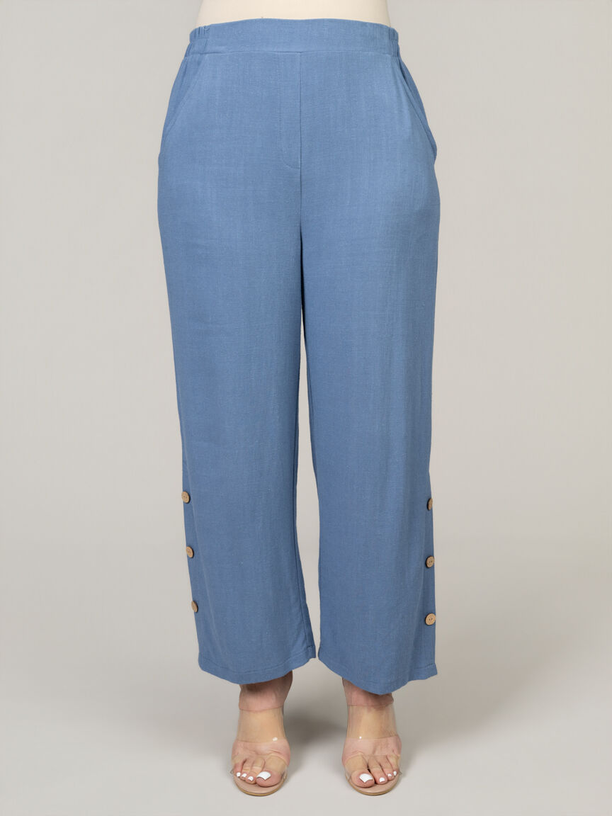 Flowy Pull-On Linen Blend Pants Image 1