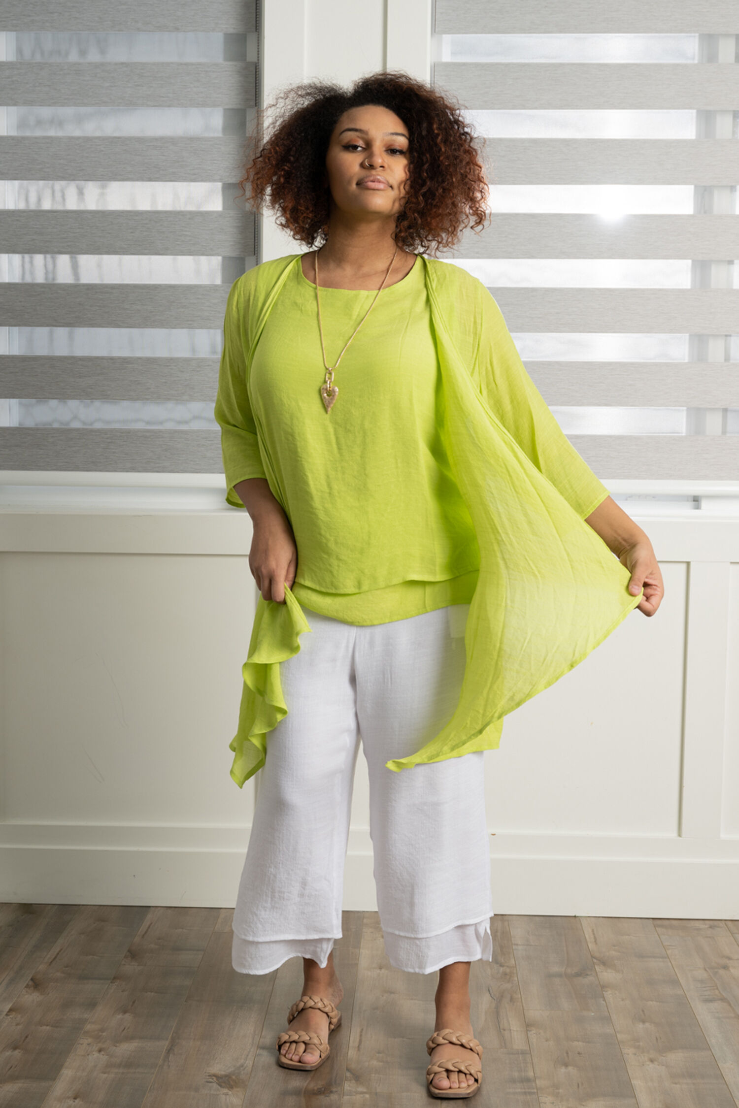 &frac34; Sleeve Open Front Cardigan Image 2