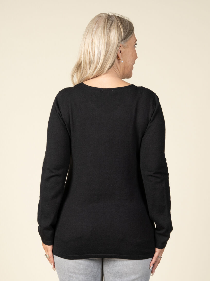 Long Sleeve V-Neck With Abstract Hotfix