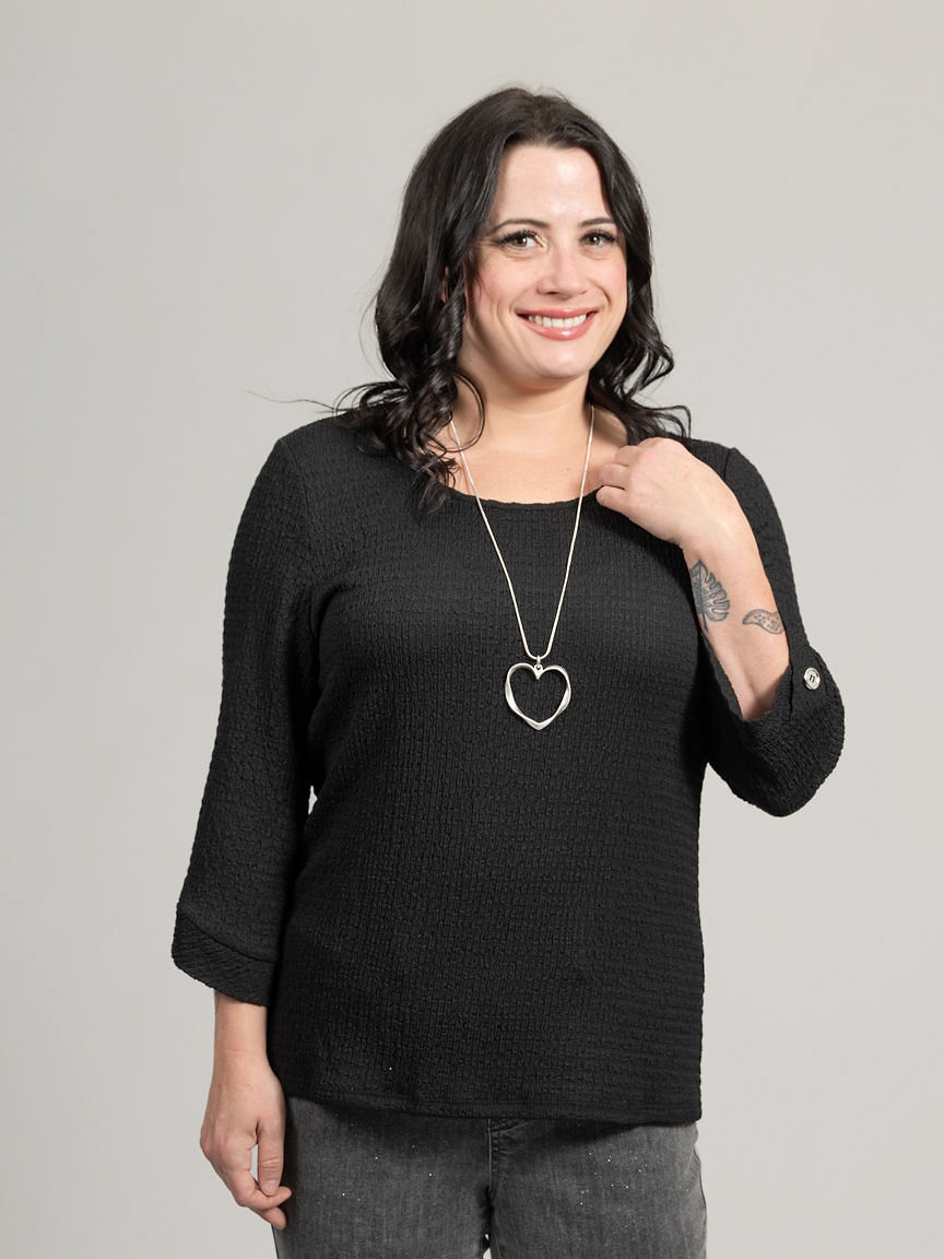 3/4 Sleeve Top With Button Image 2