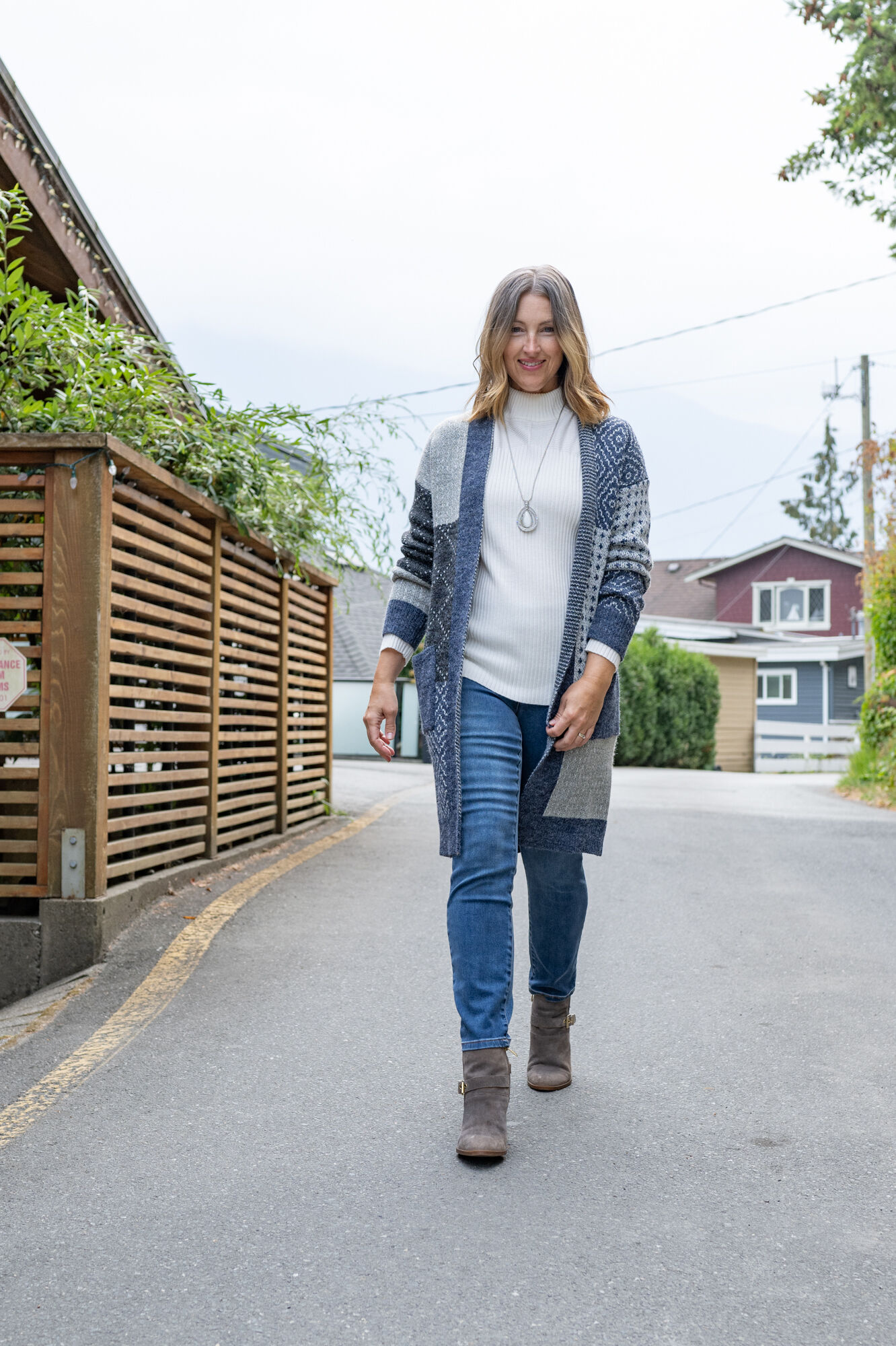 Blue Grey Patchwork Maxi Cardigan Image 3