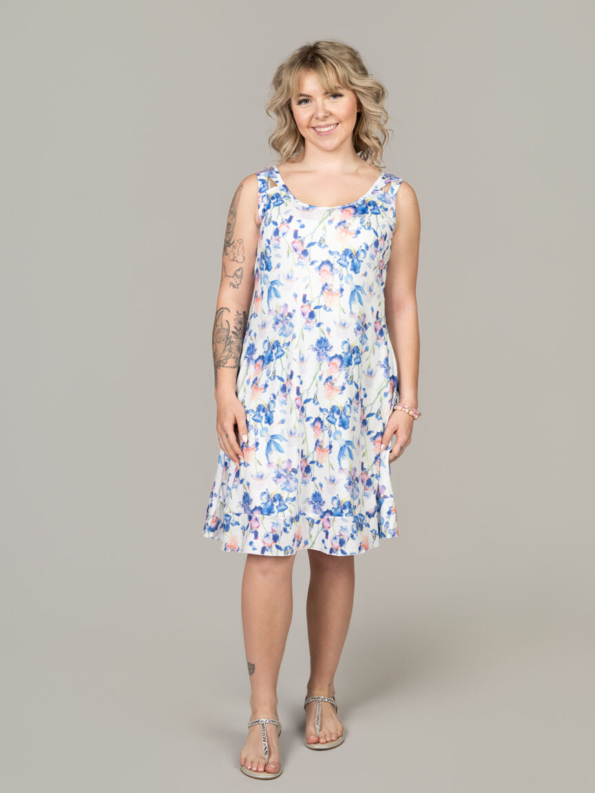 Knee Length Dress With Strap Cutouts