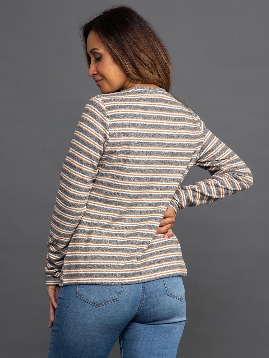 Striped Quarter Zip Sweater Image 4