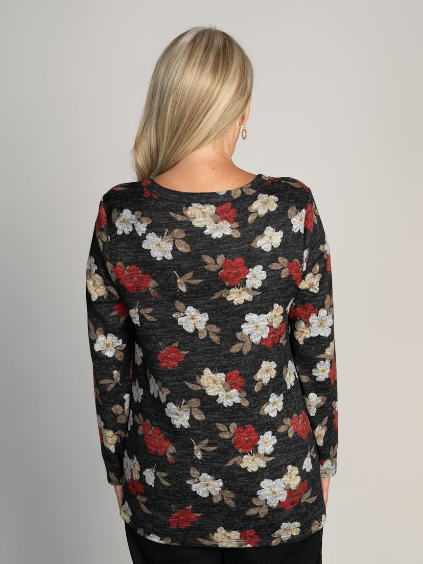 Tiered Long Sleeve Floral Top