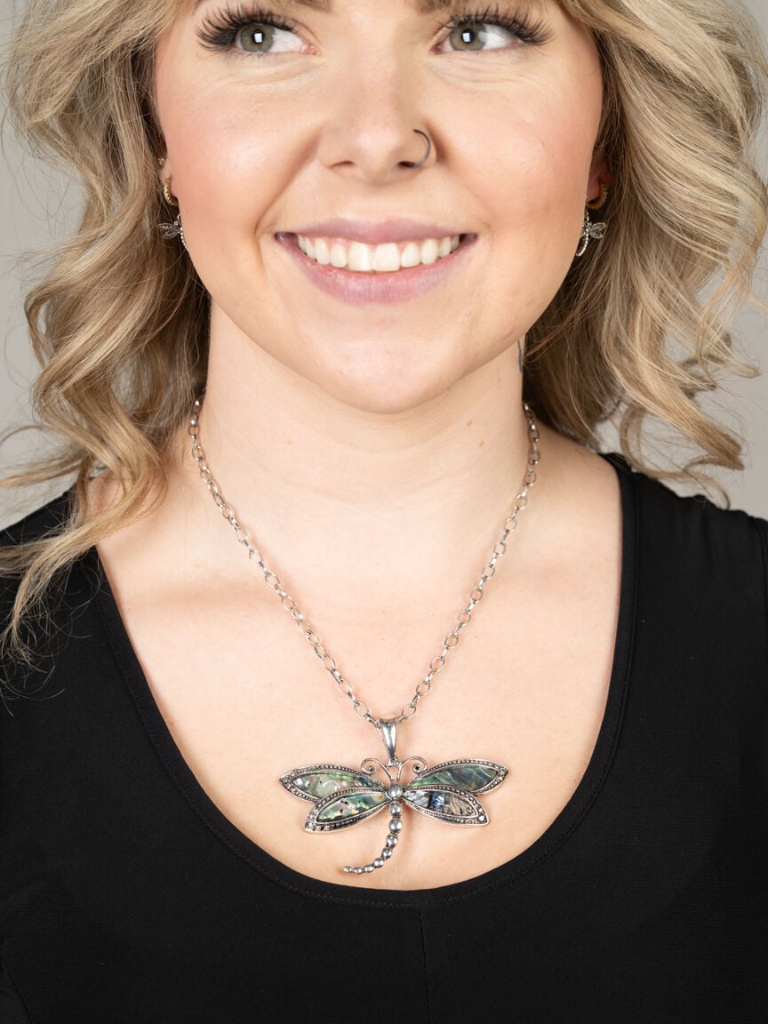 Dragonfly Pendant Necklace and Earring Set