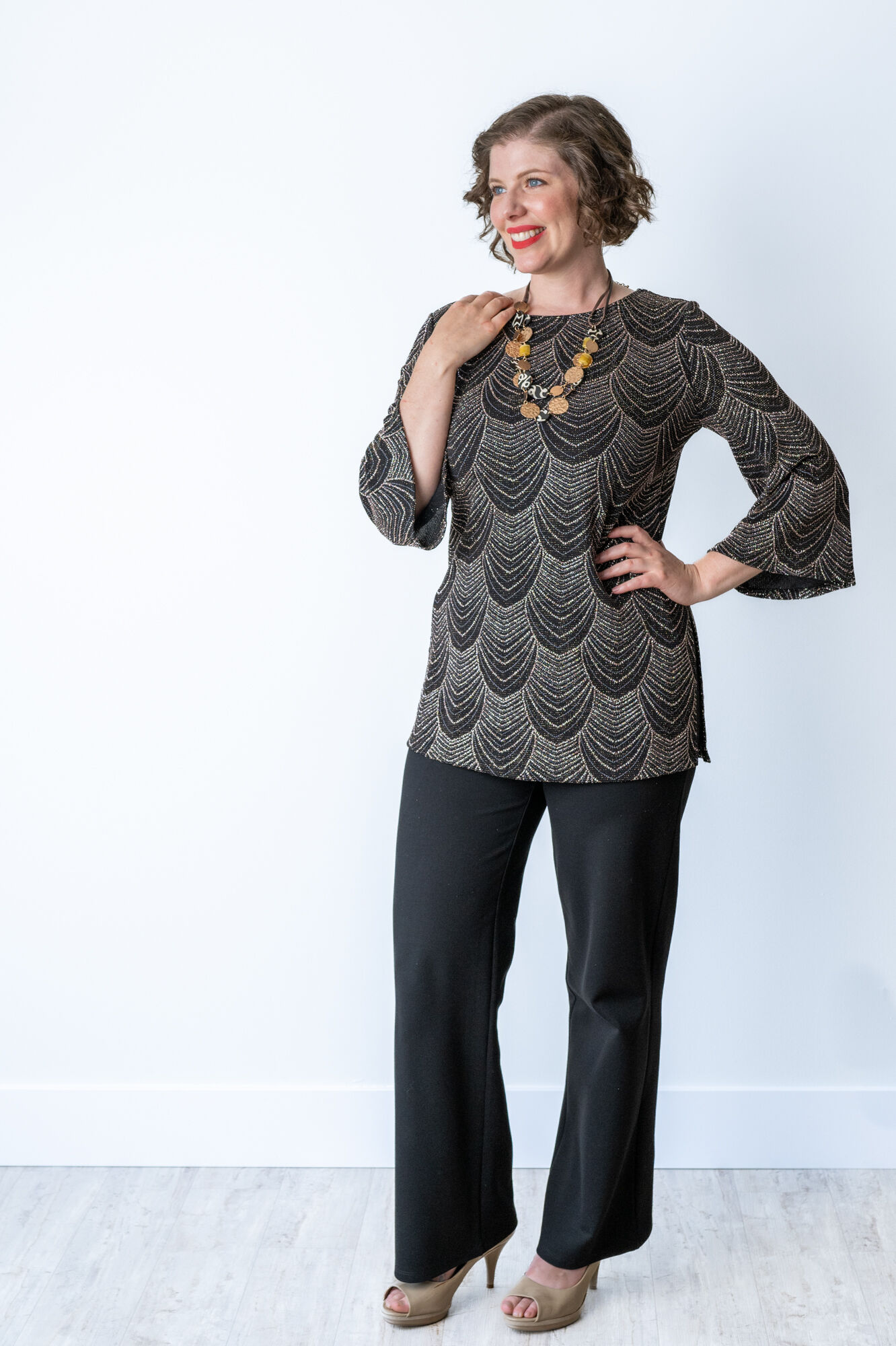 Sparkly Rose-Gold Metallic Shirt Image 3