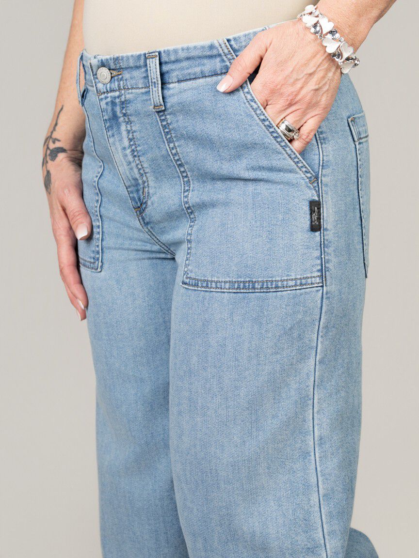Lightweight Knit Wide Leg Denim