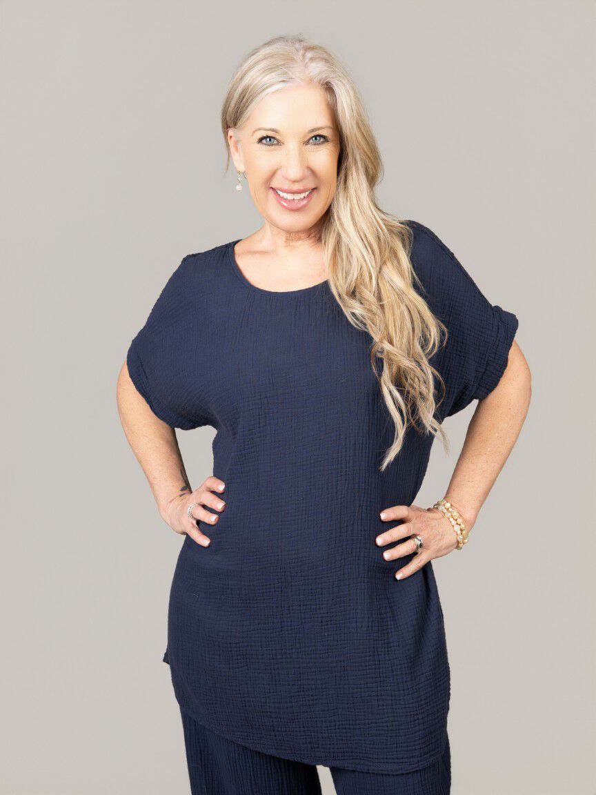 Short Sleeve Flowy Top With Lace Detail