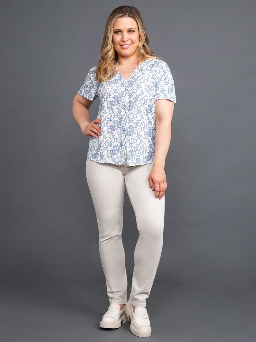 Short Sleeve Button Down Floral Blouse