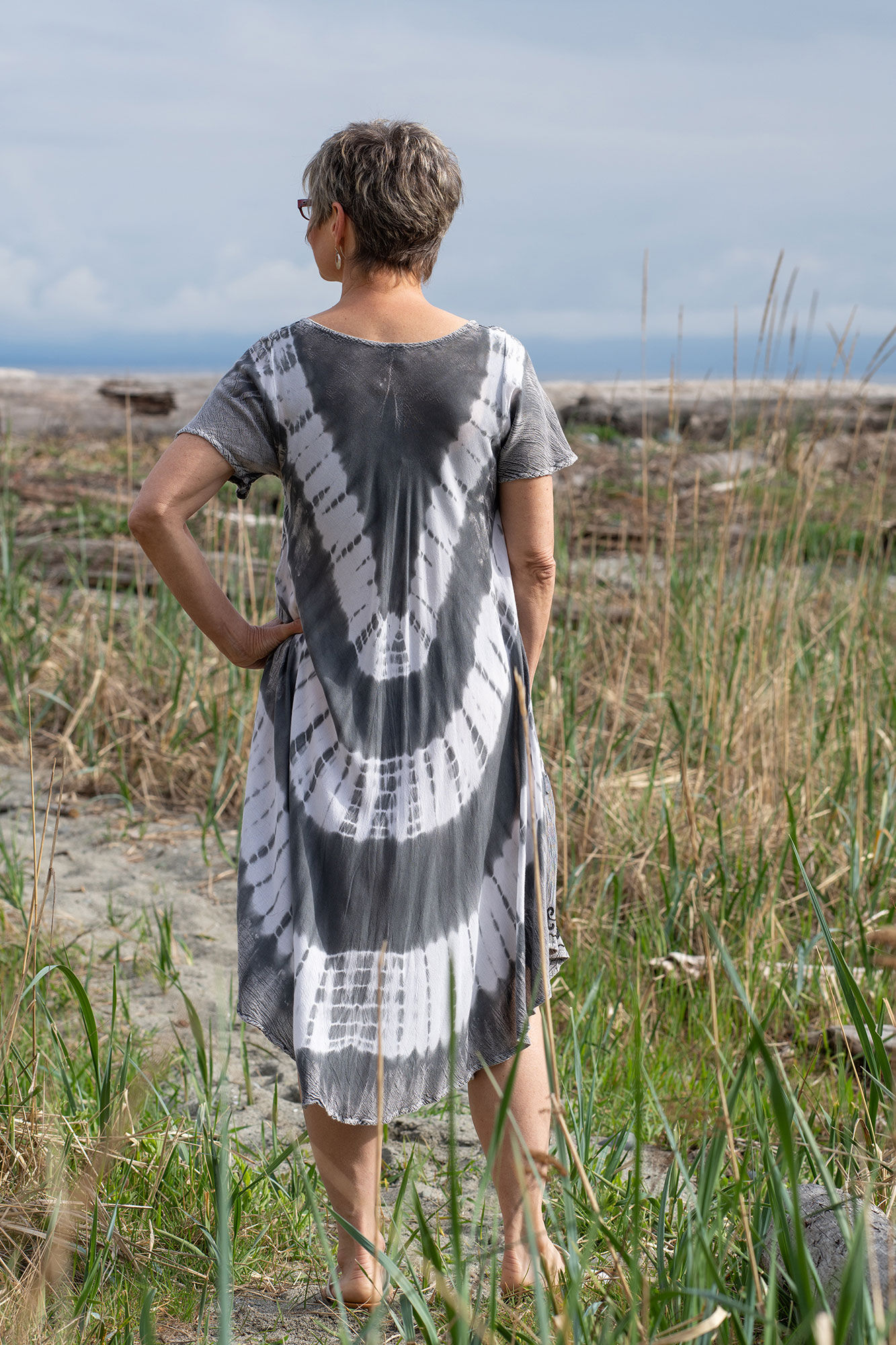 Short Sleeve Tie Dye Swing Dress Image 2