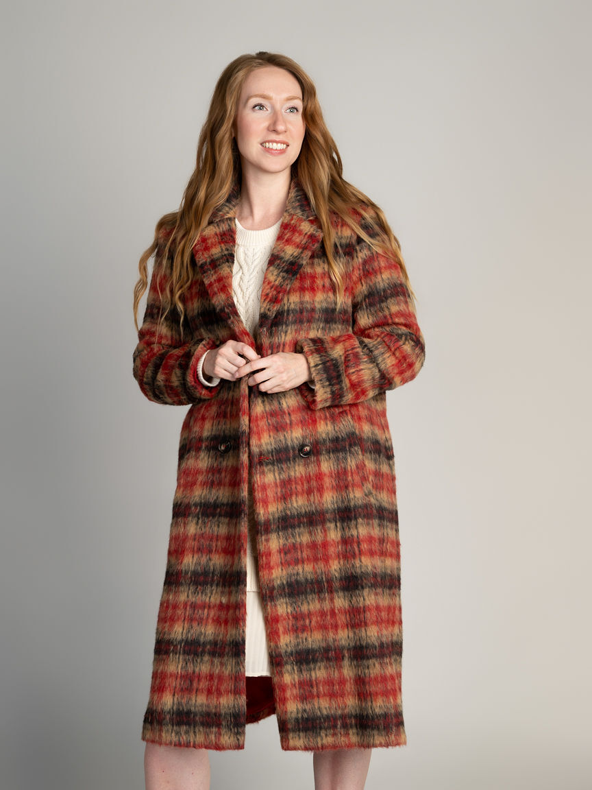 Plaid Double Breasted Coat