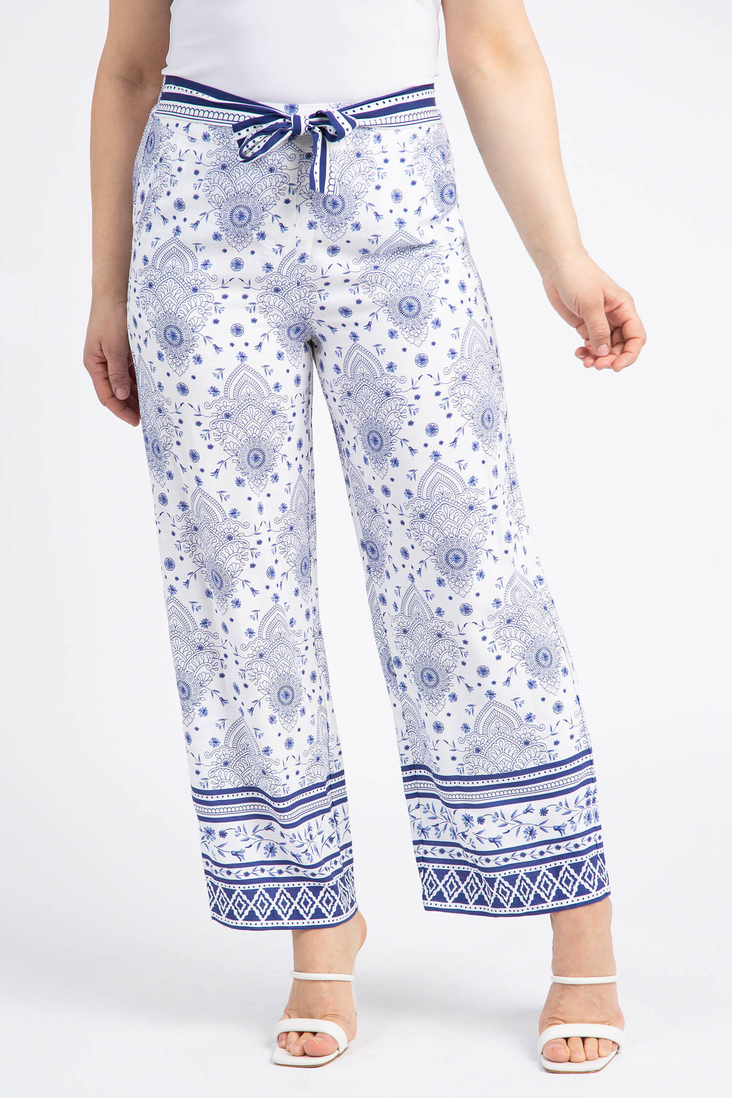 Pull-On Ankle Pants w/ Waist Tie