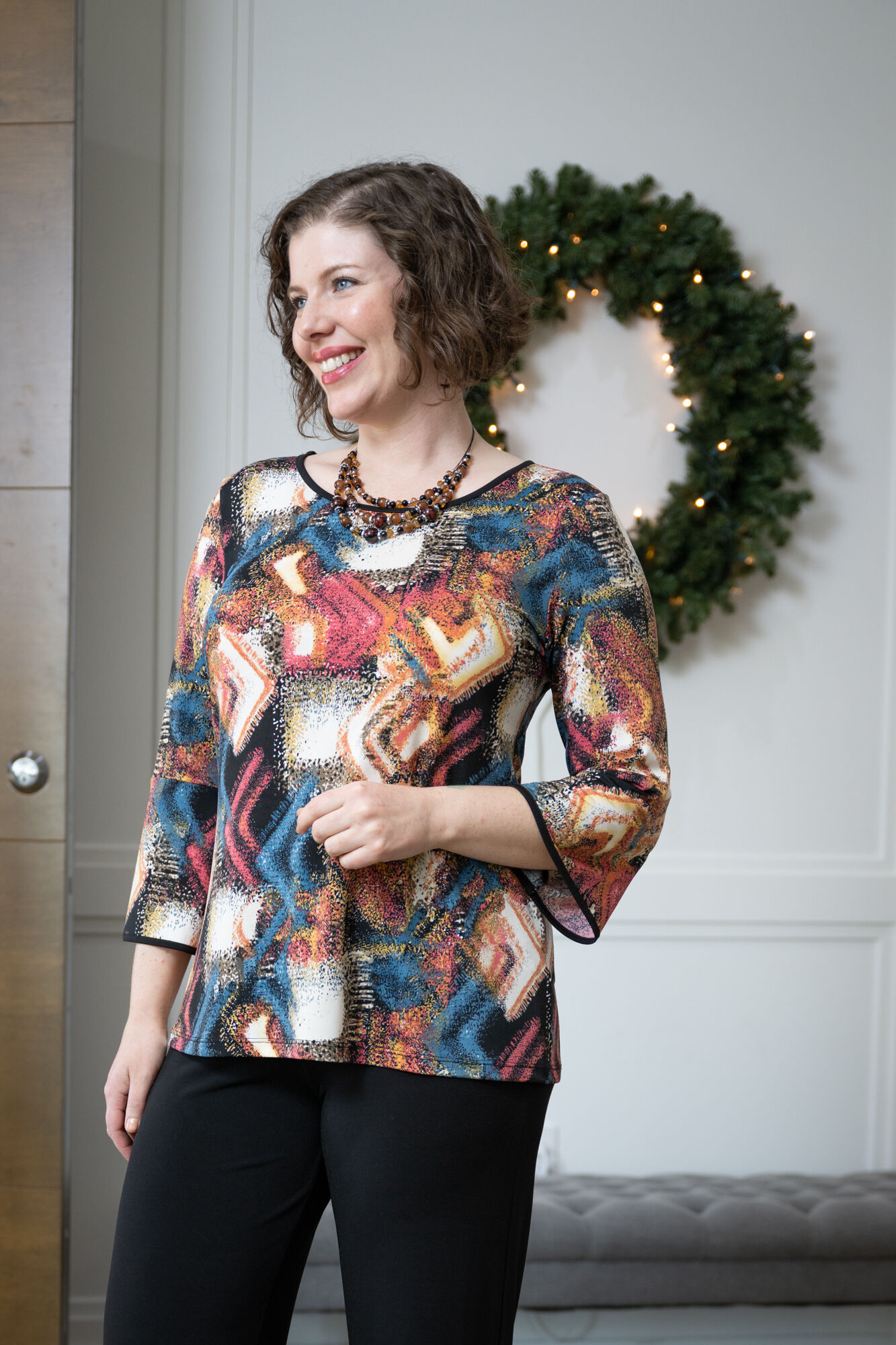 Colorful Bell Sleeves Top Image 1