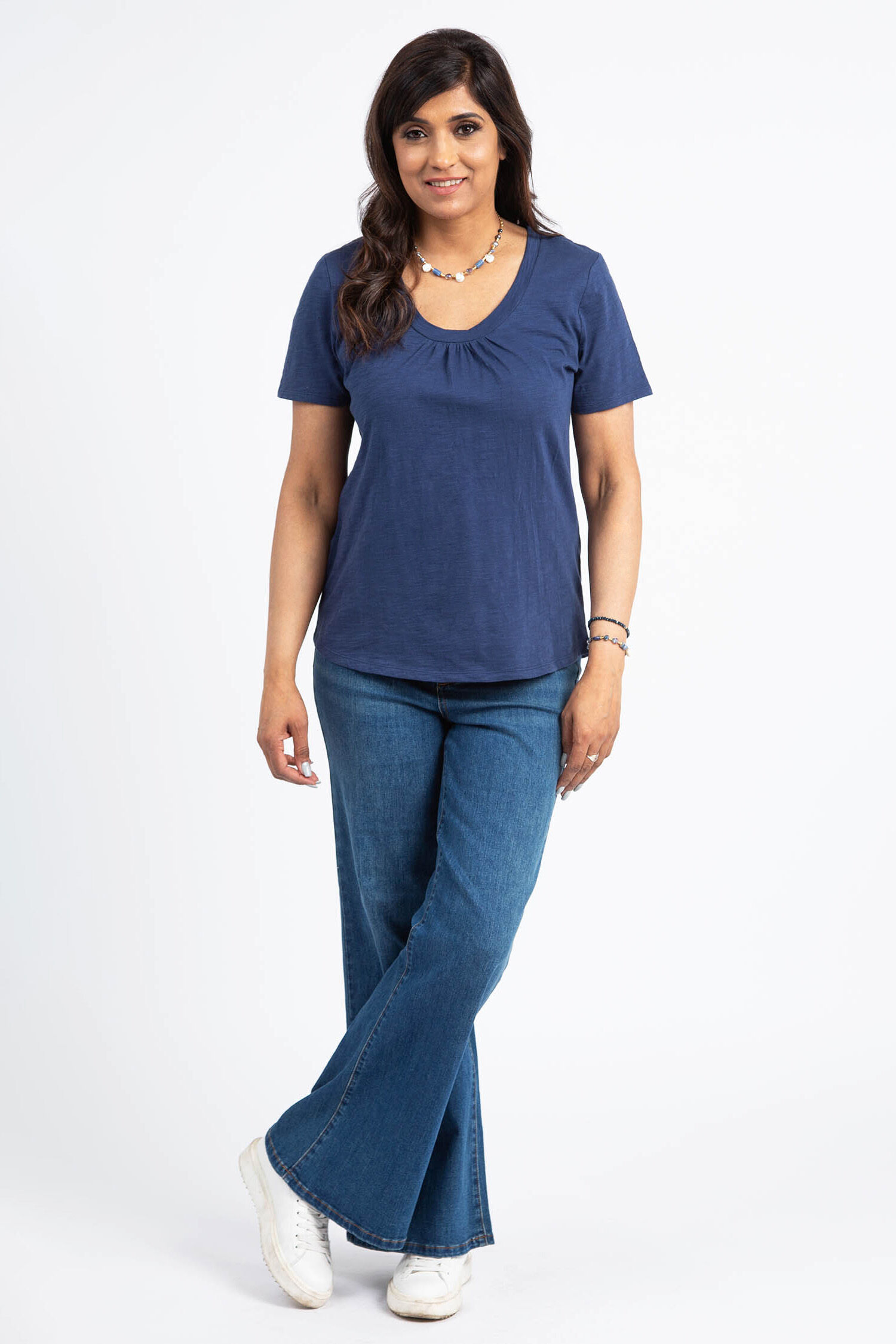 Cotton Scoop Neck Top w/ Shirring Image 2