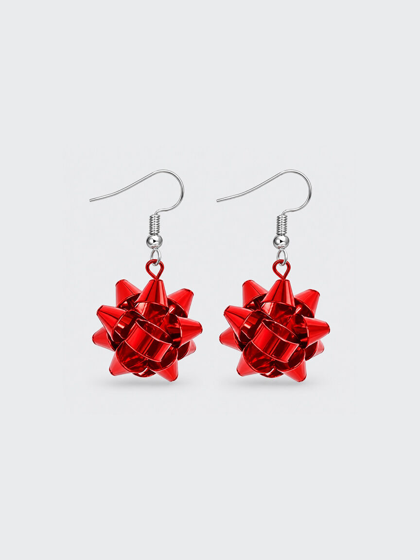 Red Gift Bow Earrings