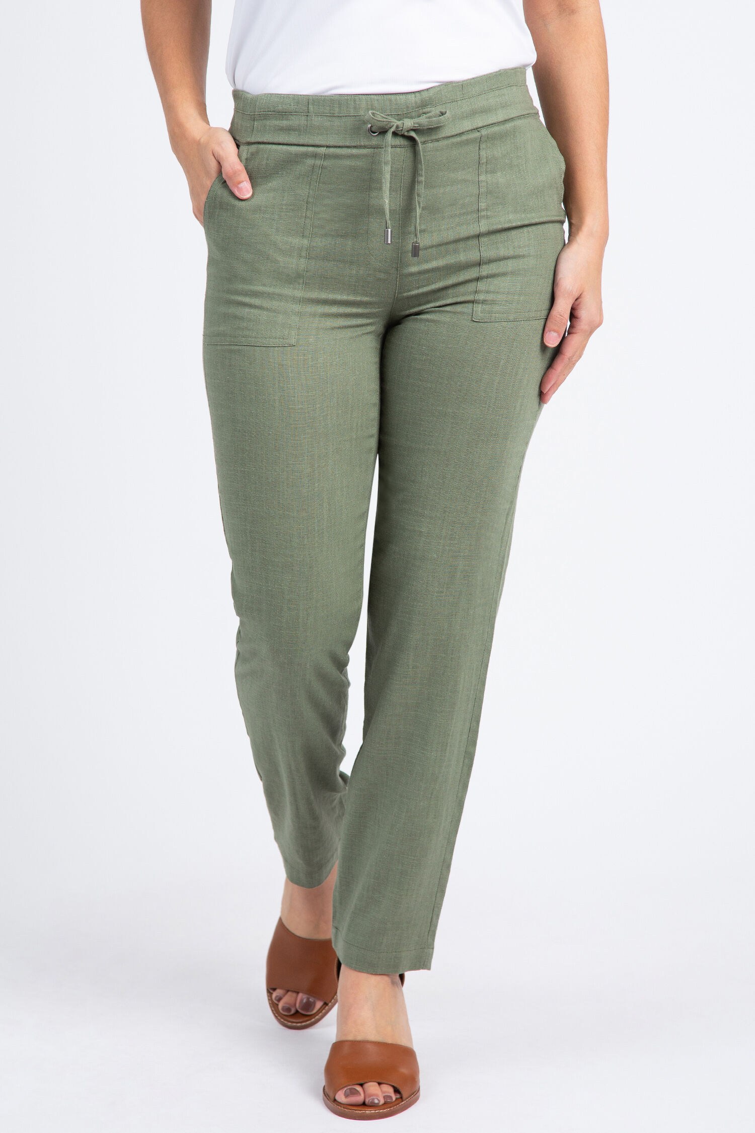 Linen Blend Drawstring Trousers Image 1