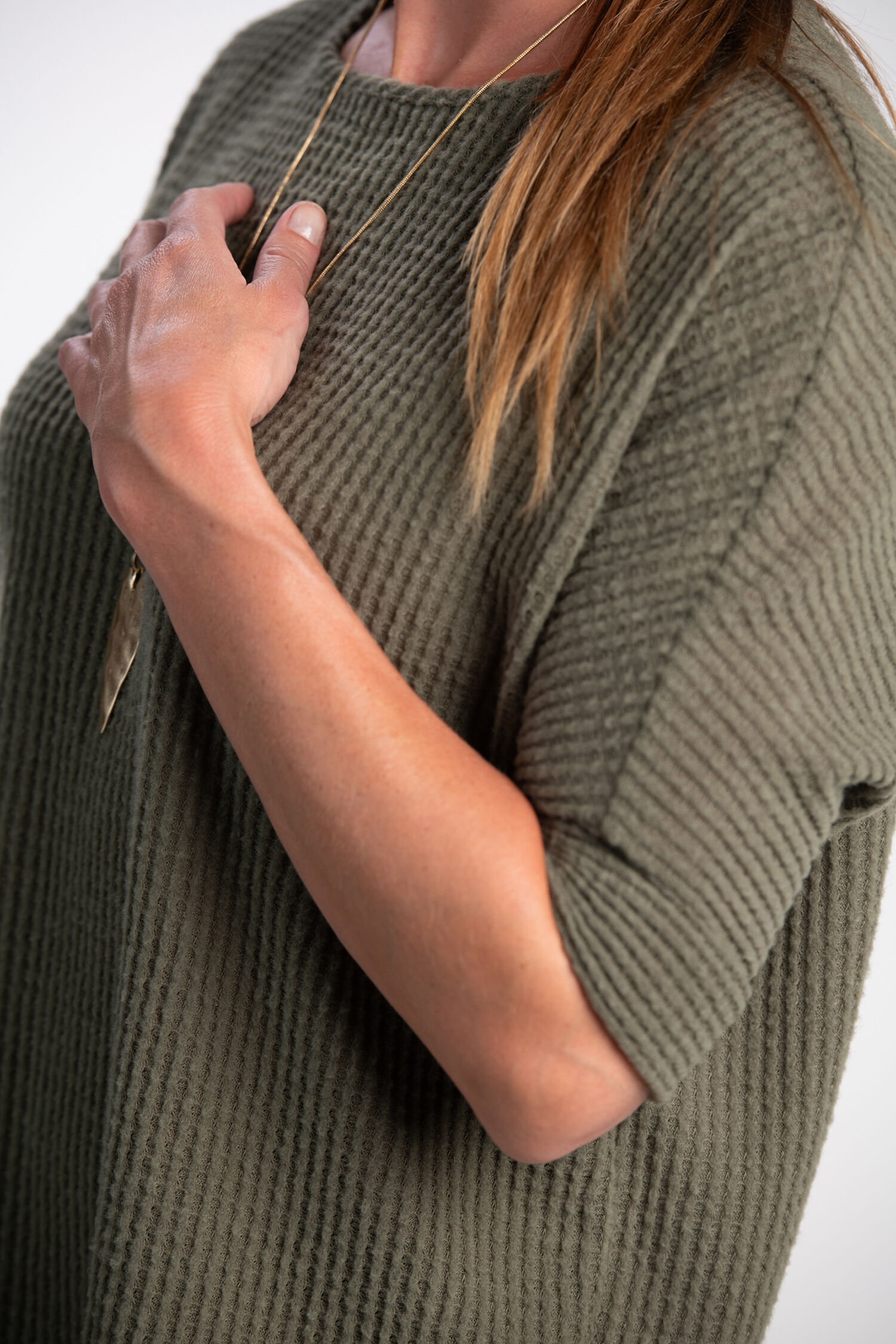 Waffle Knit Batwing Top  Image 2